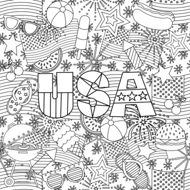 A patriotic coloring page that can be used for the 4th of July, Memorial Day, Veterans Day, Independence Day, etc. clipart