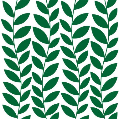 Beyaz arkaplanda yeşil yapraksız desen, illüstrasyon.