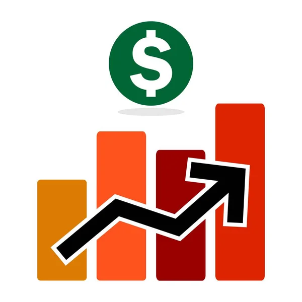 Growing Graph Icon Bar Dollar Symbol Growing Arrow Growth Success — Stock Vector