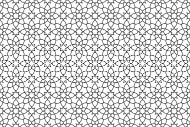 Arap tarzında geometrik desen. Siyah ve beyaz dokusunda kusursuz bir İslami altyapı.