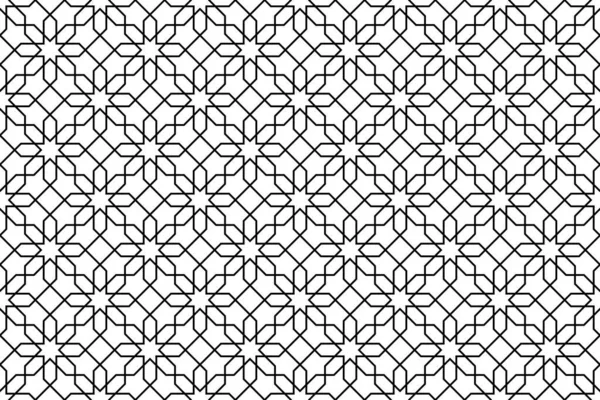 アラビア風の幾何学模様 黒と白の質感のシームレスなイスラムの背景 — ストックベクタ