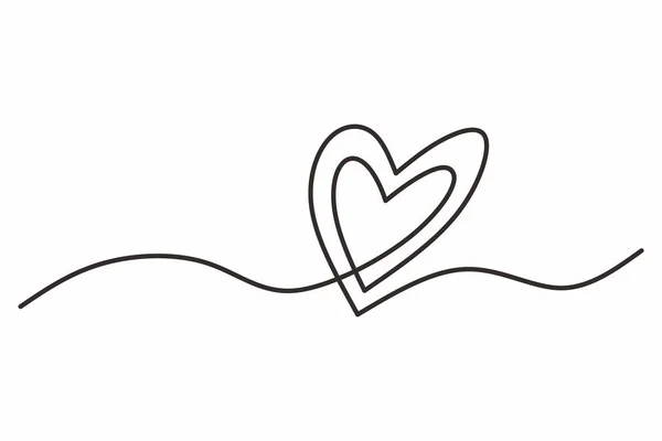 Coração Contínuo Desenho Uma Linha Coração Duplo Desenhado Mão Vetor —  Vetores de Stock