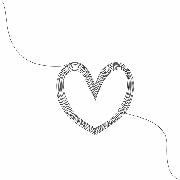 Asılı Kalp Devamlı Tek Bir Kalp Çizgisi Beyaz Arkaplanda Izole — Stok Vektör