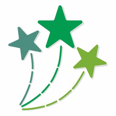 Renkli kayan yıldız grafik logosu. Havai fişek çizimi. 
