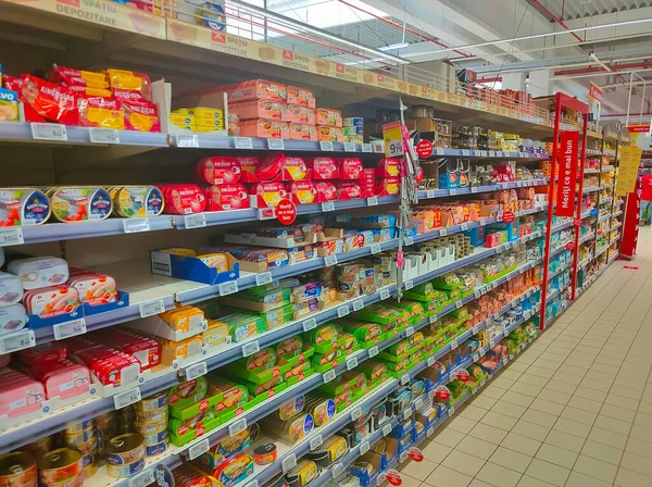Focsani Romania September 2022 Carrefour Supermarket Interior Carrefour One Most — Stock Photo, Image
