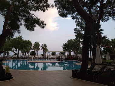 Goynuk, Antalya, Türkiye - 11 Mayıs 2021: Türkiye 'nin Goynuk kentinde 7 Deniz Oteli Yaşam Ultra All Inexclusive and Kids Concept 5 yıldızı 11 Mayıs 2021.