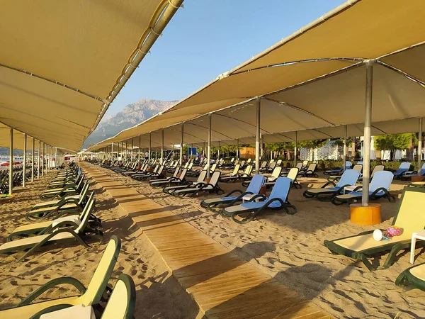 stock image Beach on the Mediterranean coast in town Goynuk near Kemer, Antalia riviera, Turkey.