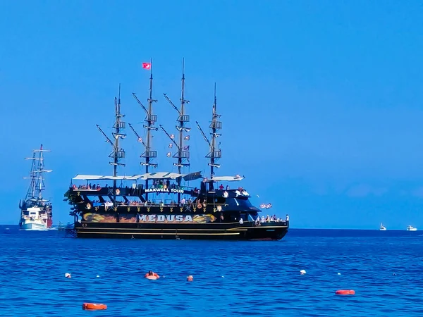 Kemer Antalya Turquía Mayo 2022 Barco Vela Madera Mástil Vintage — Foto de Stock