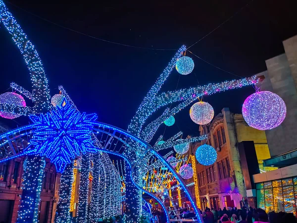 Luces Navidad Decoración Ciudad Abstracta — Foto de Stock