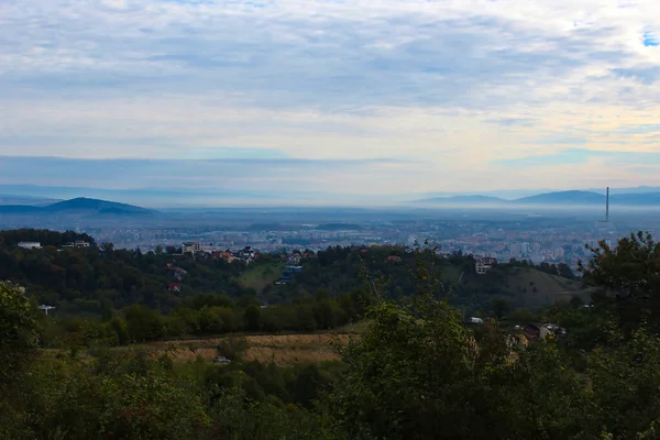 Panorama Wschodnich Karpat Siedmiogrodzie Koło Braszowa — Zdjęcie stockowe