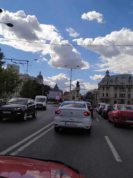 Бухарест Румунія Вересня 2022 Автомобільний Рух Годину Пік Забруднення Автомобіля — стокове фото