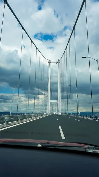 stock image Altinova, Turkey - September 23, 2022: View of the Osmangazi Bridge that is a suspension bridge of Turkey.