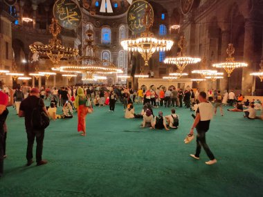 İstanbul, Türkiye - 14 Eylül 2022: Aziz Sophie Katedrali iç mimarisi. Bugünün resmi adı Ayasofya 'nın Büyük Camii.