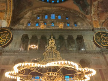 İstanbul, Türkiye - 14 Eylül 2022: Aziz Sophie Katedrali iç mimarisi. Bugünün resmi adı Ayasofya 'nın Büyük Camii.