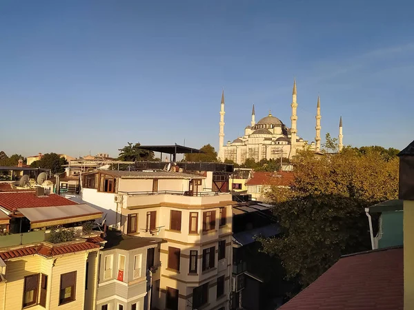 Istanbul City View Mosque Sultanahmet District Sunset Sky Clouds Sunset — Stock Photo, Image
