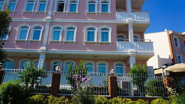 stock image Istanbul, Turkey - September 14, 2022: Hotel on the coast of Bosphorus strait, which separates Asian Turkey from European Turkey in Istanbul