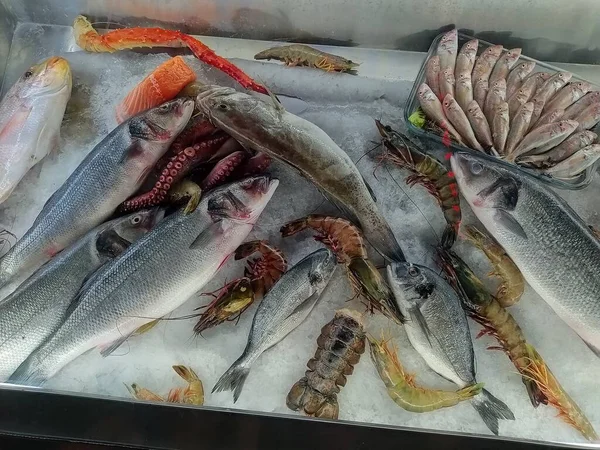 Försäljning Färsk Fisk Marknaden Kemer Turkiet — Stockfoto