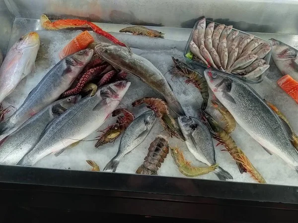 Prodej Čerstvých Ryb Trhu Kemer Turkey — Stock fotografie