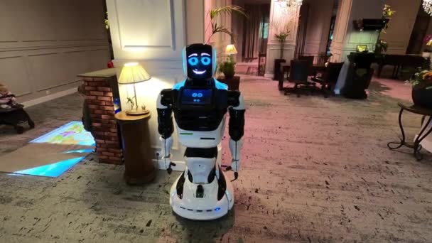 Poiana Brasov Rumania Septiembre 2022 Alpin Resort Hotel Welcoming Robot — Vídeo de stock