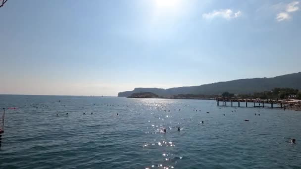 Panorama Della Spiaggia Prima Linea Kemer Antalya Turchia — Video Stock