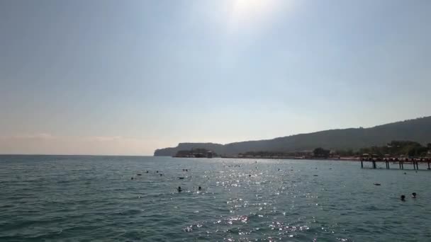 土耳其安塔利亚凯末尔一线海滩全景 — 图库视频影像