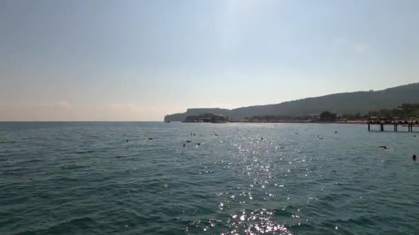 土耳其安塔利亚凯末尔一线海滩全景 — 图库视频影像