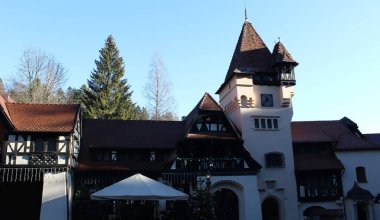 Sinaia, Romania. Typical architecture with german influence in the city from Carpathian Mountains, Peles.
