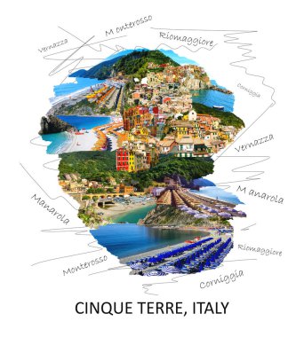 Vernazza kasabasındaki kilise ve kumlu plaj Cinque Terre Ulusal Parkı