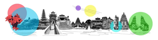 Kolaż Temat Bali Indonezja Próbki Koncepcja Podróży Wakacji — Zdjęcie stockowe