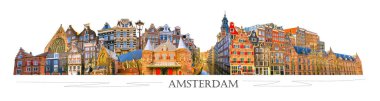 Hollanda 'da Amsterdam fotoğraflarının sanat tasarımı veya kolajı
