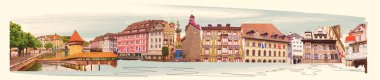 İsviçre 'deki Luzern' in kolajı. Sanat tasarımı