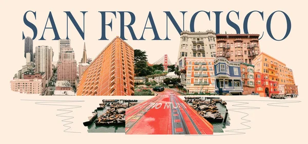 San Francisco Poster Coloré Collage Art — Photo
