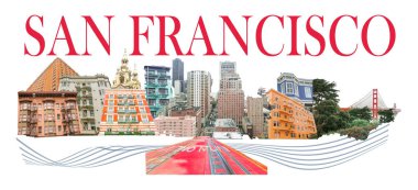 San Francisco 'da renkli poster tasarımı veya sanat kolajı.