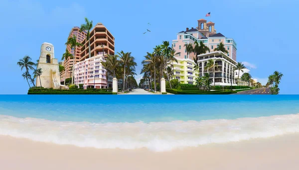 Collage West Palm Beach Florida Usa Klocktornet Worth Avenue Och — Stockfoto