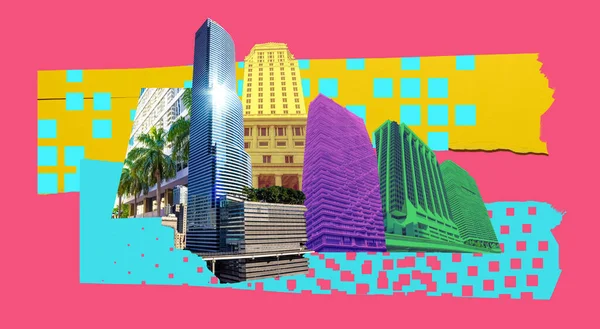 Colagem Sobre Miami Flórida Estados Unidos América Mundialmente Famoso Local — Fotografia de Stock