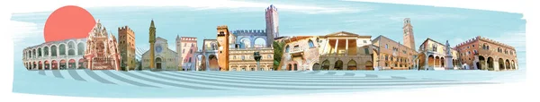 Verona Kleurrijke Toeristische Bezienswaardigheden Ansichtkaart Zonder Label Regio Veneto Van — Stockfoto