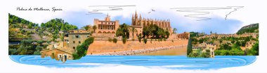 Palma de Mallorca, İspanya, Balear Adaları görünümlerinden kolaj