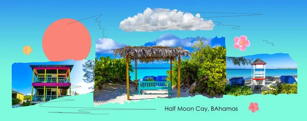 Half Moon Cay Malý Karibský Ostrov Bahamách Modrá Voda Bílý — Stock fotografie