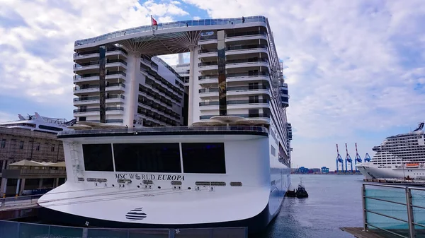 Genoa Liguria Italy April 2023 Cruise Ship Msc World Europa — Stock Photo, Image