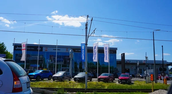 Krakow Polen Maj 2023 Hyundai Logotypen Showroom Byggnaden Solig Dag — Stockfoto
