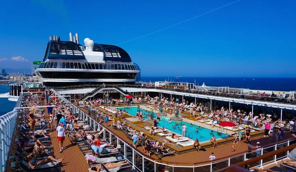 Barcelona Spain May 2023 Simming Pool Area Cruise Ship Msc — Stock Photo, Image