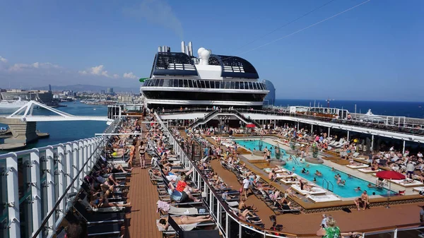 Barcelona Spain May 2023 Simming Pool Area Cruise Ship Msc — Stock Photo, Image
