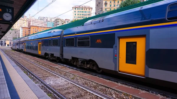 Génova Italia Mayo 2023 Primer Plano Del Tren Trenitalia Estación — Foto de Stock
