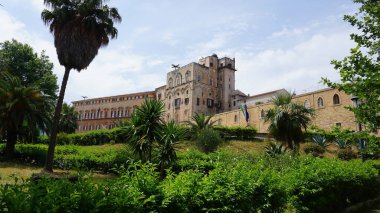 Norman Sarayı veya Palazzo dei Normanni İtalya Palermo 'daki Kraliyet Sarayı