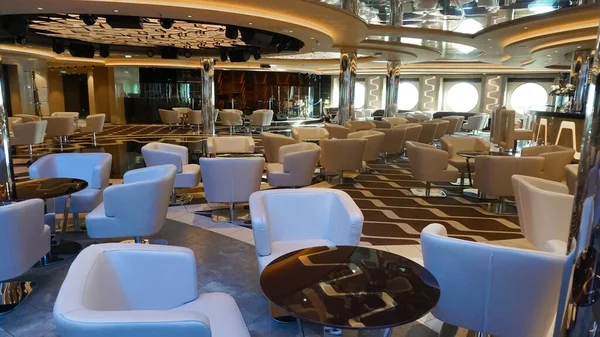 stock image Barcelona, Spain - May 25, 2023: Interior of the bar in cruise ship of MSC Grandiosa, the largest cruise ship built in Italy.
