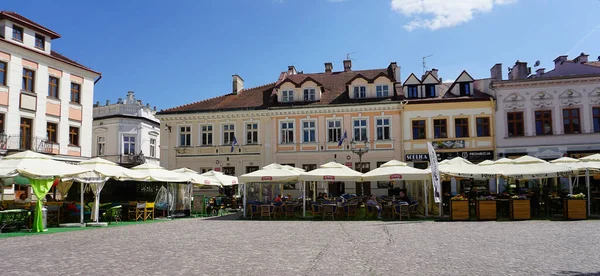 Rzeszow Poland May 2023 People Resting Cafe Market Square Old — Stock Photo, Image