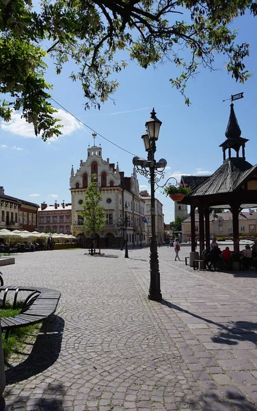 Rzeszow Poland May 2023 People Resting Market Square Old Town — Stock Photo, Image