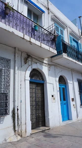 Goulette Túnez Camino Una Calle Con Casa Palmeras — Foto de Stock