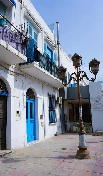 stock image La Goulette, Tunisia - May 25, 2023: The tipical street with house and trees at La Goulette, Tunisia