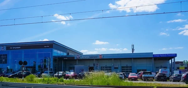 Krakow Polen Maj 2023 Jeep Car Dealership Building Amerikansk Biltillverkare — Stockfoto